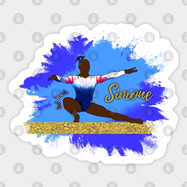 Simone Biles Silhouette Art Sticker by Art Nastix Designs